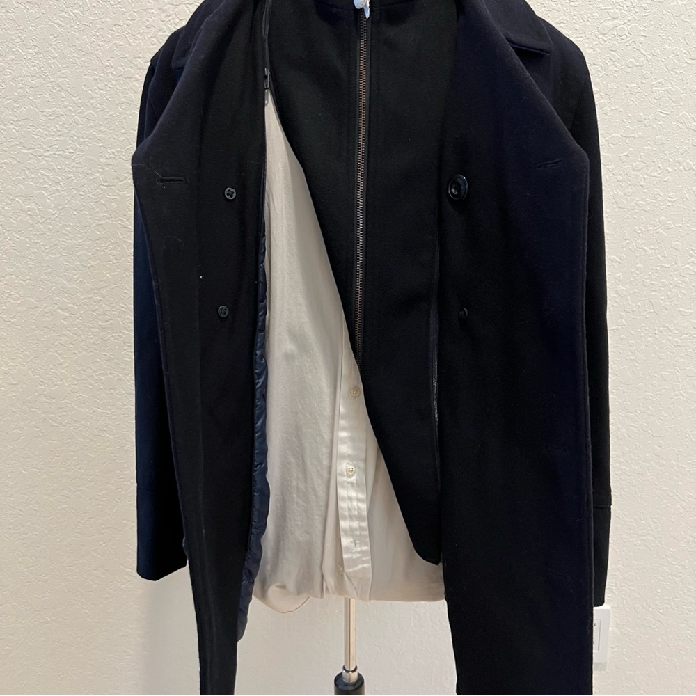 NWOT Joseph Abboud Men's Wool blend Black Peacoat Sz L coastal Winter - Picture 7 of 14